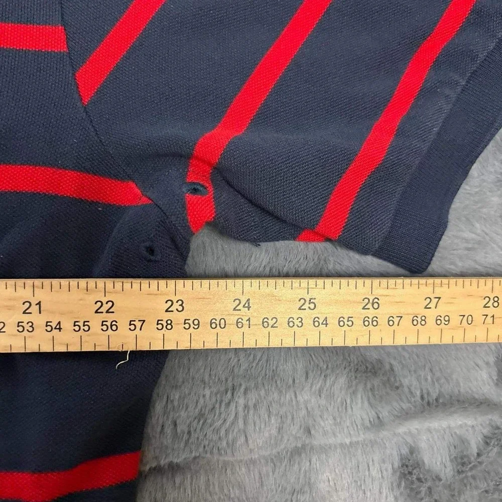 Polo Ralph Lauren Mens XL Crest Rugby Polo Shirt Navy Red Striped Short Sleeve